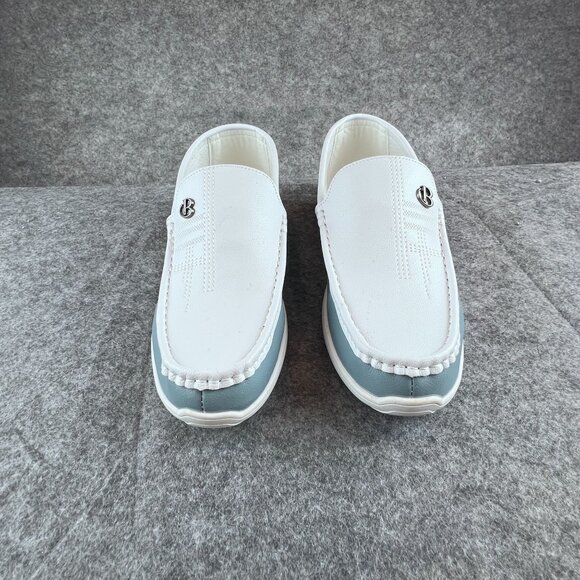 Mens Size EU 45 US 11 White & Blue Slip-On Loafers Comfy Non Slip Rubber Sole - Picture 15 of 15